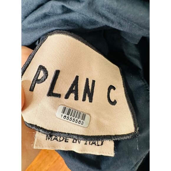 Plan C Dark Blue 100% Cotton Square Neck Button Up Back A-Line Dress Size 44 - Picture 11 of 14